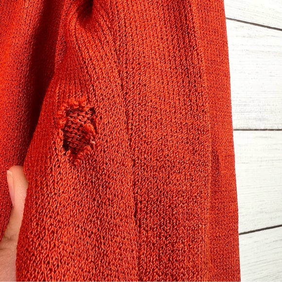 St. John Sport Orange Gold Knit Wool Cardigan Sweater Size M FLAWS - Picture 10 of 13